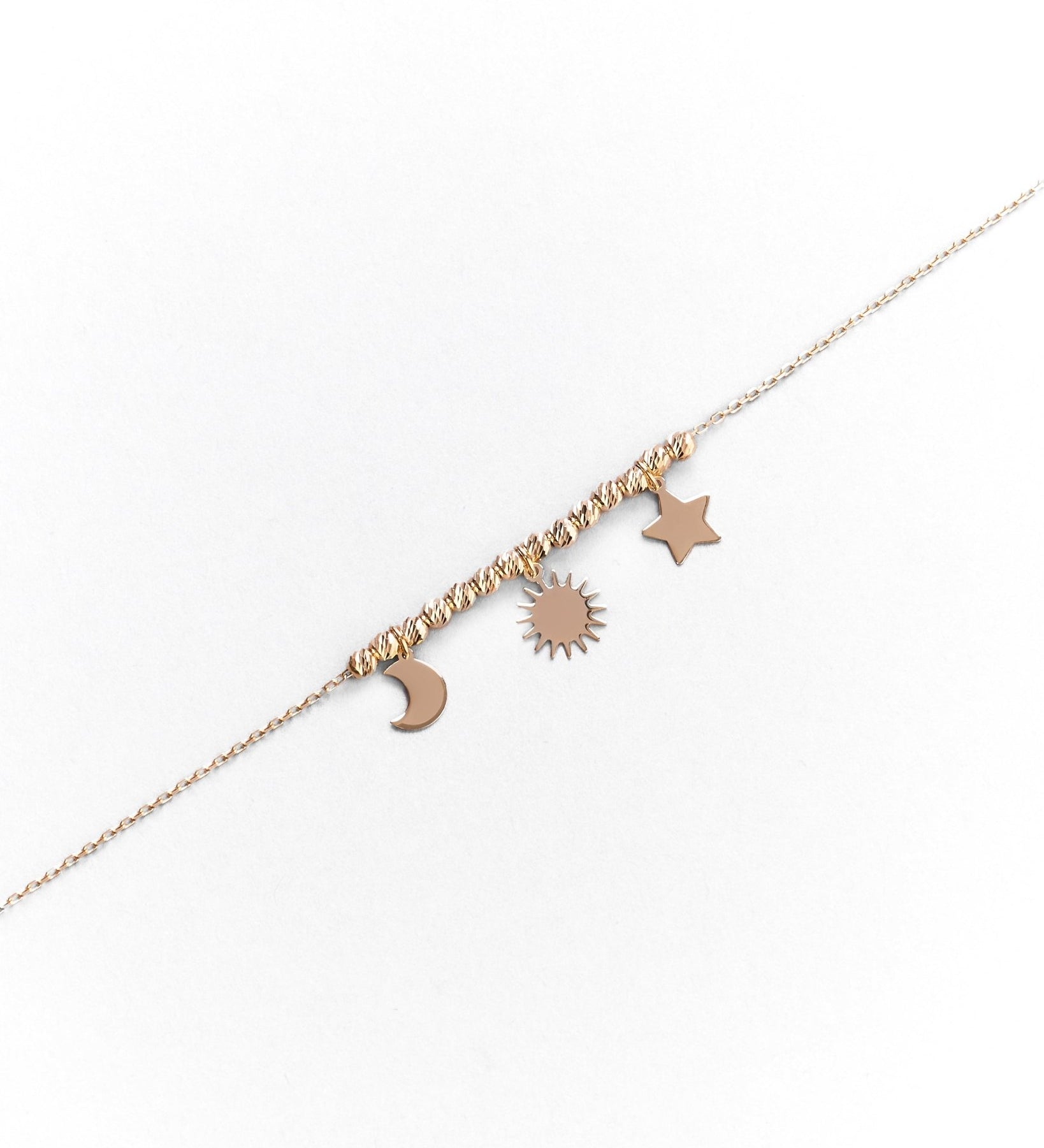 Bracciale con Simboli di Sole, Luna e Stella in Oro 14K - GIOIELLO ITALIANO