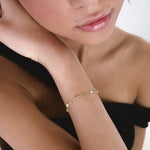 Bracciale Sottile con Pietre Colorate e Perle in Oro 14K - GIOIELLO ITALIANO