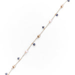 Bracciale Sottile con Pietre Colorate e Perle in Oro 14K - GIOIELLO ITALIANO
