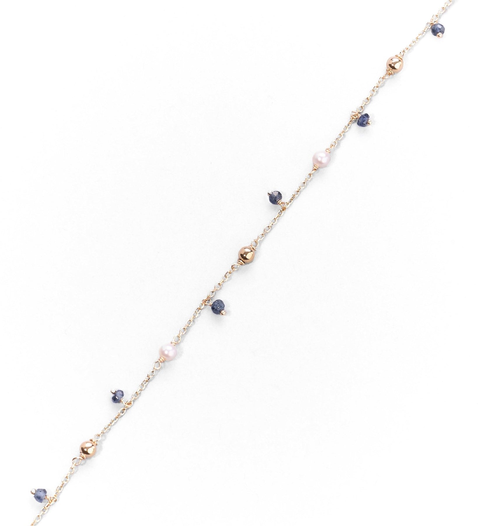 Bracciale Sottile con Pietre Colorate e Perle in Oro 14K - GIOIELLO ITALIANO