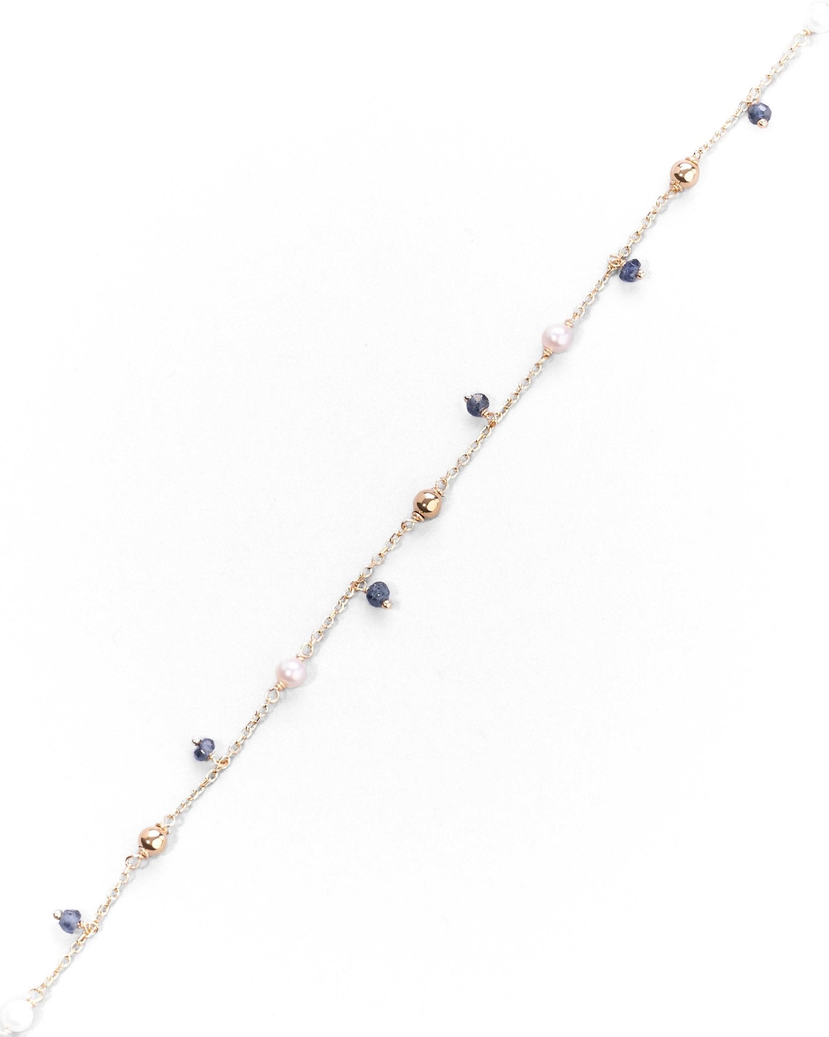 Bracciale Sottile con Pietre Colorate e Perle in Oro 14K - GIOIELLO ITALIANO