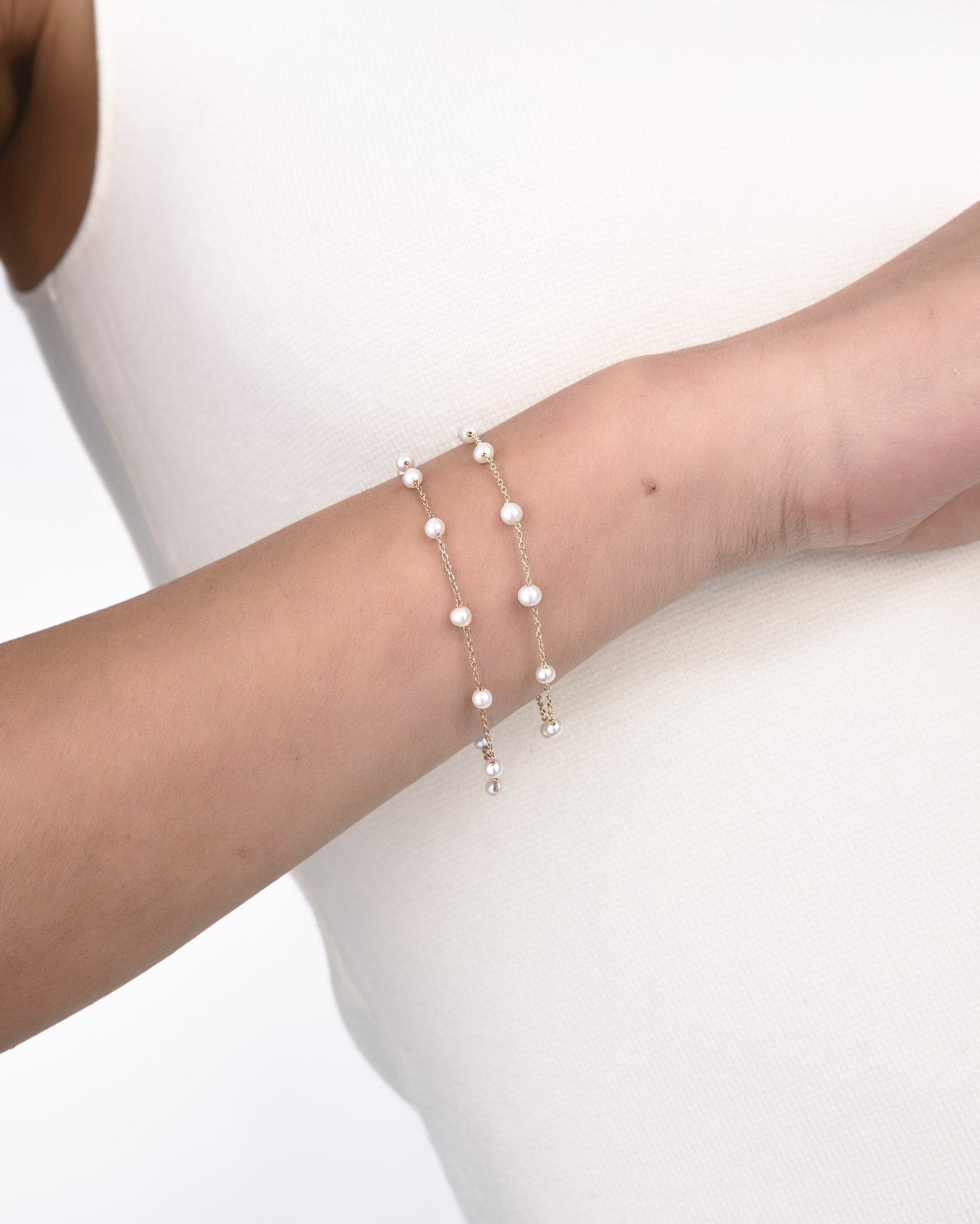 Bracciale Sottile in Oro 14K con Perle Naturali - GIOIELLO ITALIANO