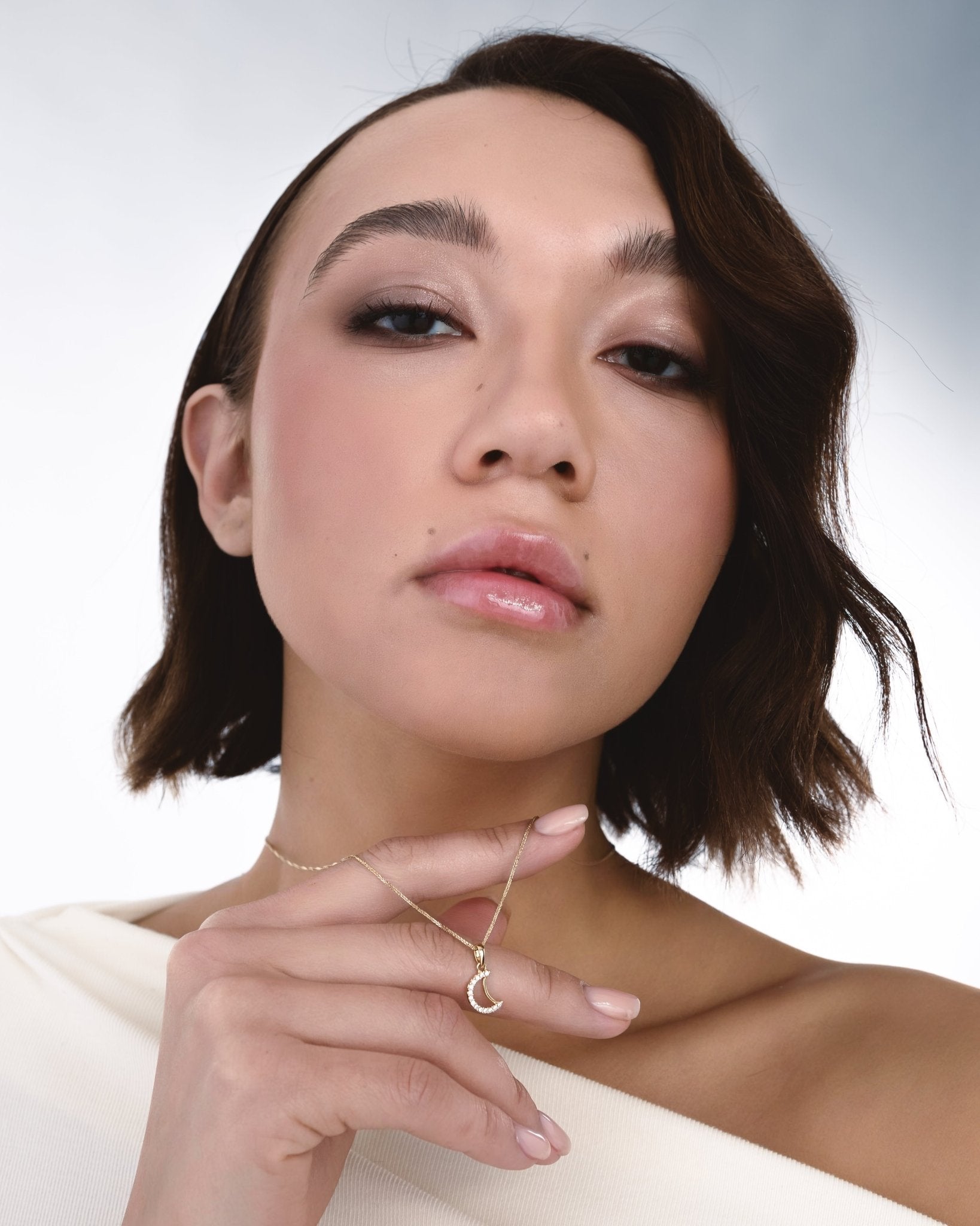Collana in Oro 14K con Pendente a Mezzaluna e Zirconi - GIOIELLO ITALIANO