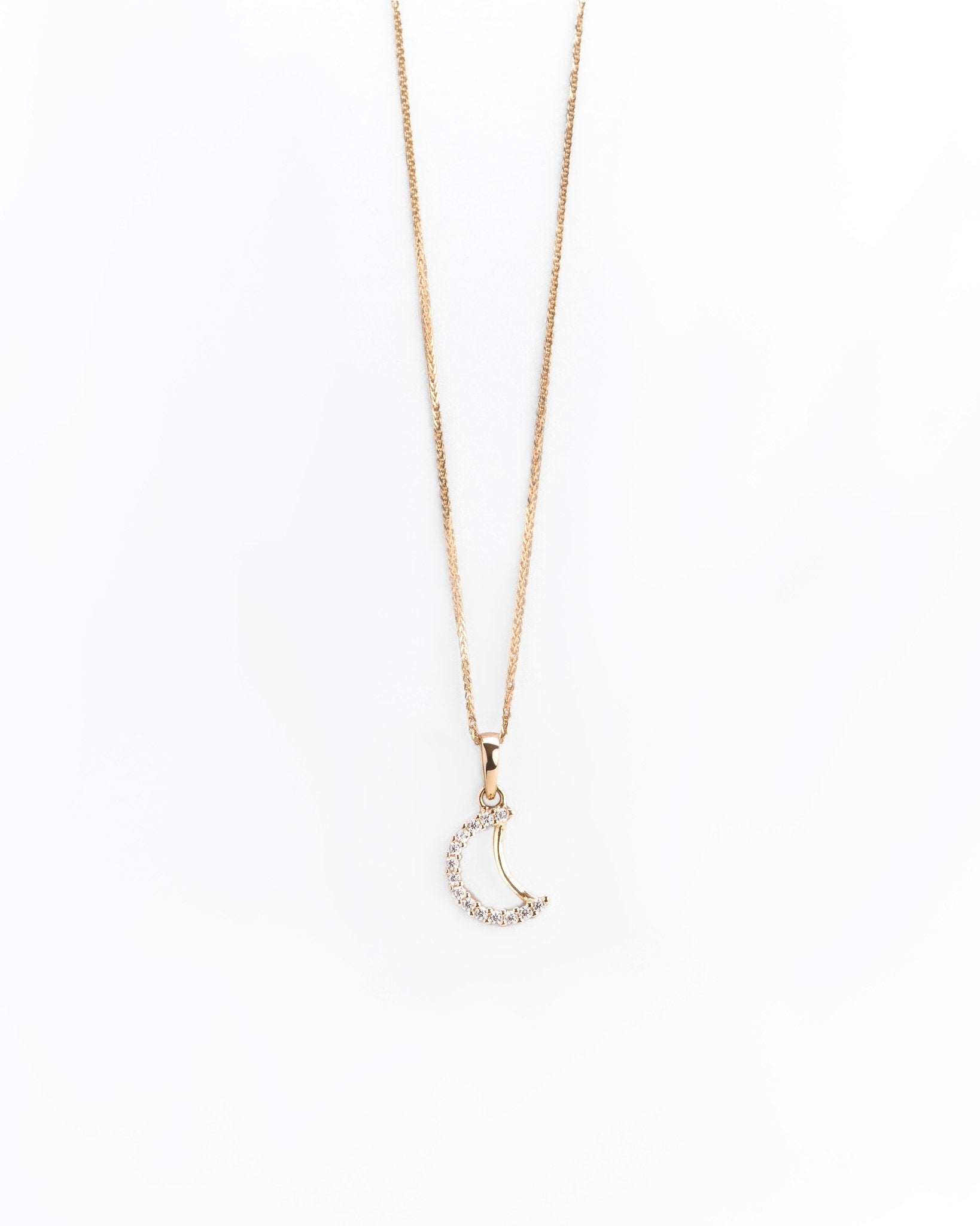 Collana in Oro 14K con Pendente a Mezzaluna e Zirconi - GIOIELLO ITALIANO