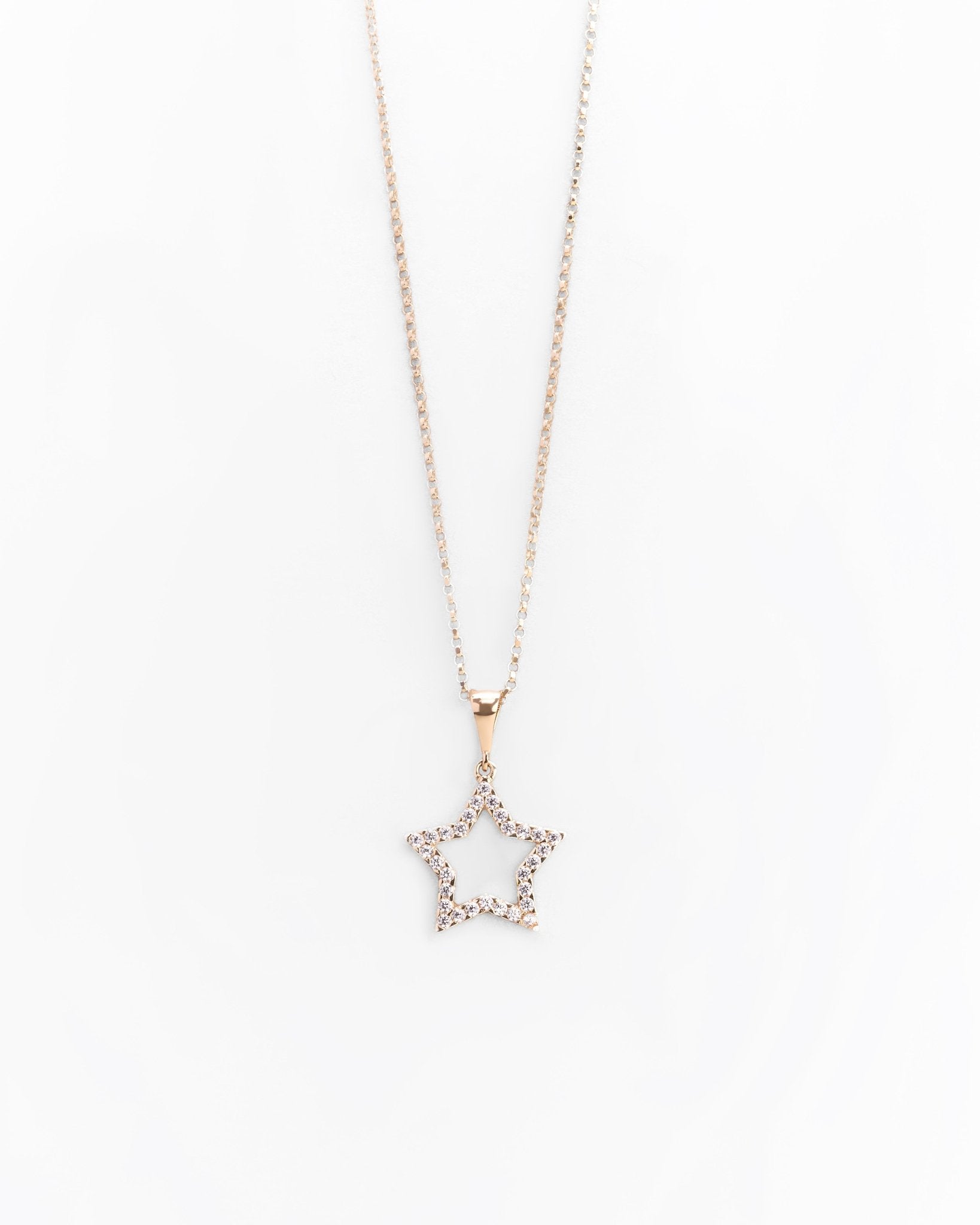 Collana in Oro 14K con Pendente a Stella con Pavé di Zirconi - GIOIELLO ITALIANO