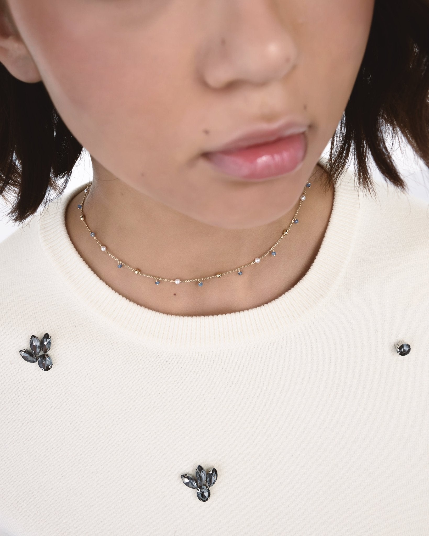 Collana Sottile con Pietre Colorate in Oro 14K - GIOIELLO ITALIANO