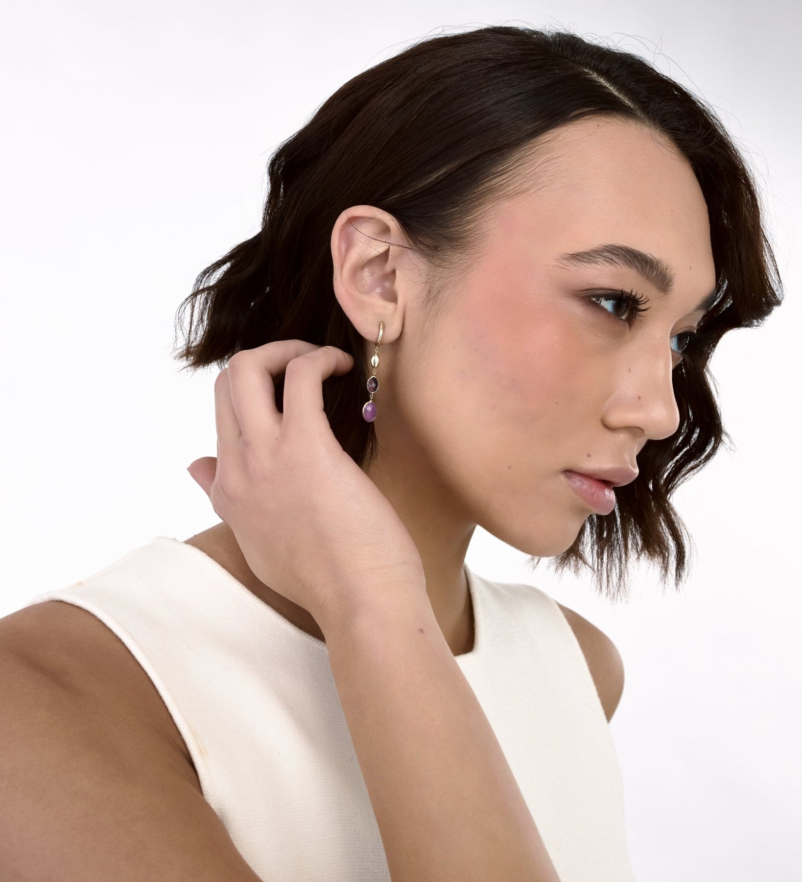 Orecchini Pendenti Vintage con Pietre Grandi in Oro 14K - GIOIELLO ITALIANO