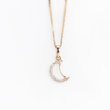 Pendente a Mezzaluna in Oro 14K con Zirconi - GIOIELLO ITALIANO