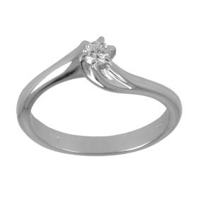 18kt white gold solitaire ring with 0.15ct diamond | Gioiello Italiano