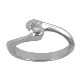 18kt white gold contrarié solitaire ring with 0.21ct diamond | Gioiello Italiano