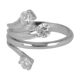 Asymmetrical 18kt white gold trilogy ring with diamonds | Gioiello Italiano
