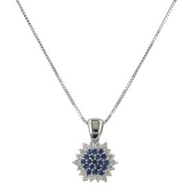 Collana in oro bianco 18kt con diamanti e zaffiri blu | Gioiello Italiano