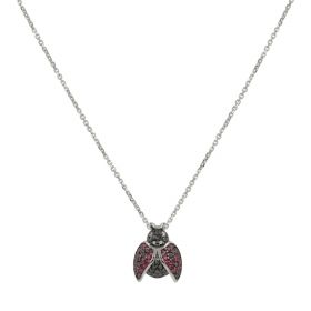 18kt white gold ladybug necklace with black diamonds and rubies | Gioiello Italiano