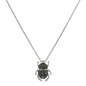 Scarab necklace in 18kt white gold with black diamonds | Gioiello Italiano
