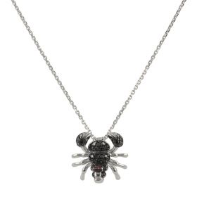 Collana Scorpione in oro bianco 18kt con diamanti neri e rubini | Gioiello Italiano
