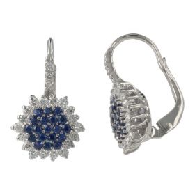 Orecchini in oro bianco 18kt con diamanti e zaffiri blu | Gioiello Italiano