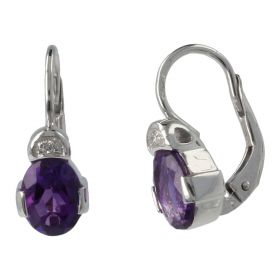 18kt white gold earrings with diamonds and natural stones | Gioiello Italiano