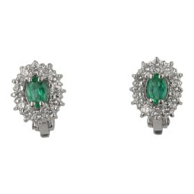 White gold earrings with diamonds and emeralds | Gioiello Italiano