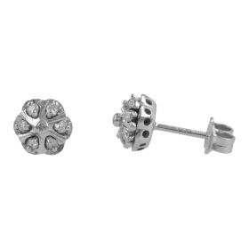 White gold button earrings with 0.17ct diamonds | Gioiello Italiano