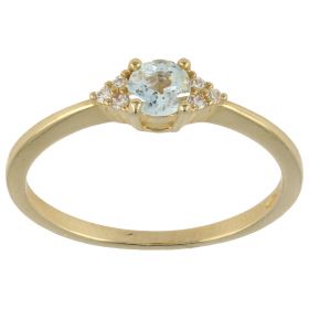 Yellow gold ring with blue round topaz | Gioiello Italiano