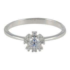 14kt white gold ring with cubic zircons | Gioiello Italiano