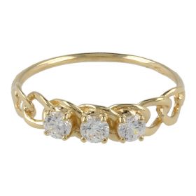 14kt gold trilogy ring with cubic zirconia | Gioiello Italiano