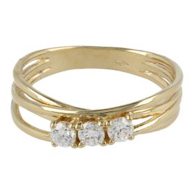 Four-strand gold trilogy ring with cubic zircons | Gioiello Italiano