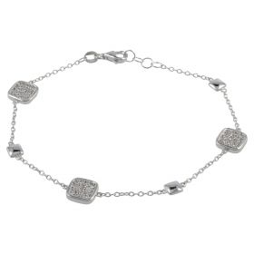 Bracelet with squares in white gold and zircons | Gioiello Italiano