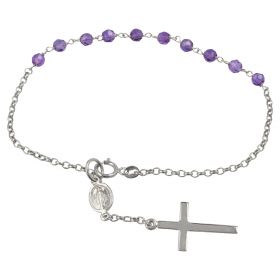 Bracciale rosario in oro bianco con pietre viola | Gioiello Italiano