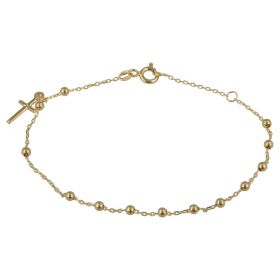 Yellow gold bracelet with cross and beads | Gioiello Italiano