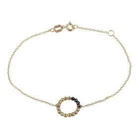 Yellow gold bracelet with beads and black zircons | Gioiello Italiano