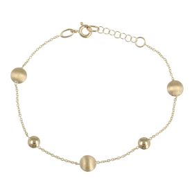 Bracelet with satin-finished and polished elements in yellow gold | Gioiello Italiano