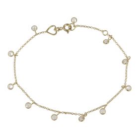 Thin yellow gold bracelet with pendant zircons | Gioiello Italiano
