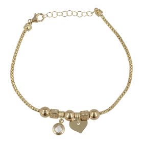 Bracelet with yellow gold heart charm and zircons | Gioiello Italiano