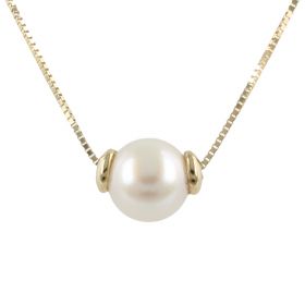 14kt yellow gold necklace with cultured pearl | Gioiello Italiano