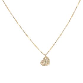 Yellow gold heart necklace with zircons pave | Gioiello Italiano