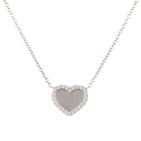 White gold heart necklace with white cubic zirconia | Gioiello Italiano
