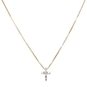 14kt gold necklace with white cross | Gioiello Italiano