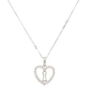 14kt white gold "Heart Padlock" necklace with zircons | Gioiello Italiano