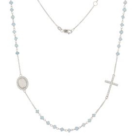 White gold rosary necklace with colored stones | Gioiello Italiano