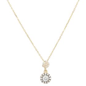 Necklace with aged effect in 14kt gold with zircons | Gioiello Italiano