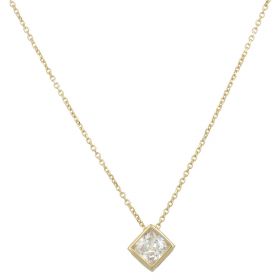 Yellow gold rhombus necklace with zircon | Gioiello Italiano