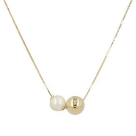 Collana con perla naturale e perla in oro 14kt | Gioiello Italiano