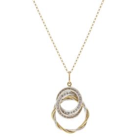 "Braid" necklace in yellow and white gold 14kt with zircons | Gioiello Italiano
