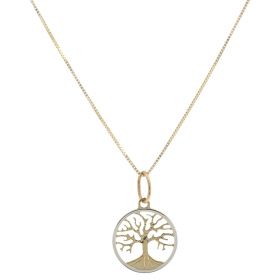 Small "Tree of Life" necklace in yellow and white gold | Gioiello Italiano