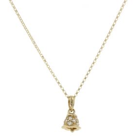 Necklace "Bell" in 14kt yellow gold with zircons | Gioiello Italiano