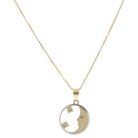 Necklace "Moon and Stars" in 14kt yellow and white gold | Gioiello Italiano