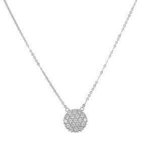 White gold necklace with zircon pavé on round pendant | Gioiello Italiano