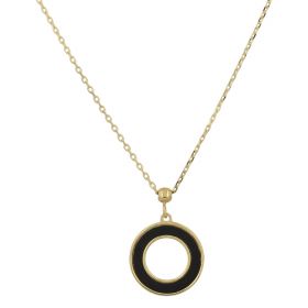 Yellow gold necklace with round pendant and natural stones | Gioiello Italiano