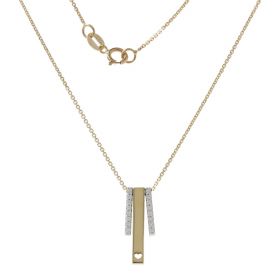 Necklace with three bars in two-tone gold and zircons | Gioiello Italiano